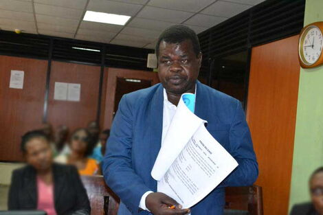 Human Rights Activist Okiya Omtatah during a past court session.