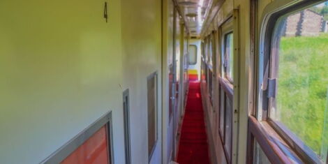 An image of a hallway on the train enroute Kisumu Railway Station from Nairobi Central Railway Station taken on Saturday, December 4