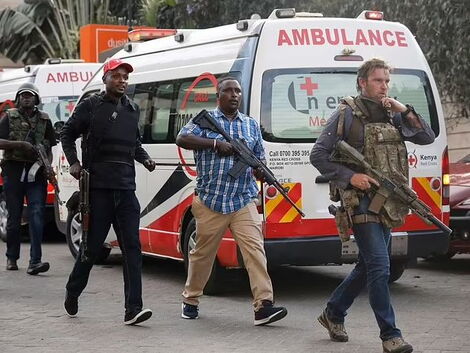 British SAS soldier Chris Craighead (right) holding a rescue operation at Dusit D2 in January 2019.