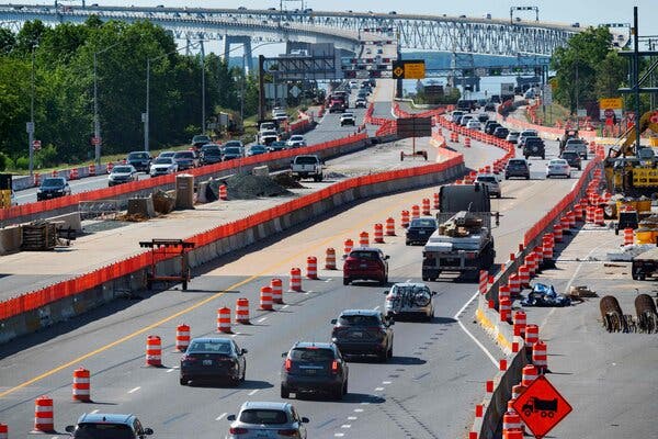 Traffic flowing through a construction area near the Bay Bridge in Annapolis, Md., on Friday.