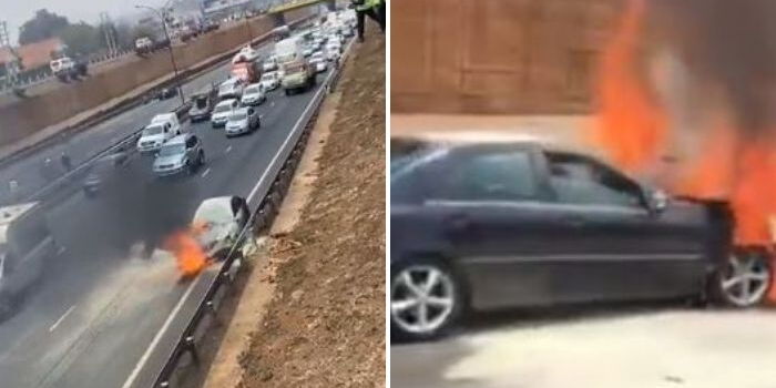 How Thika Road Mercedes Benz Burst Into Flames [VIDEO]
