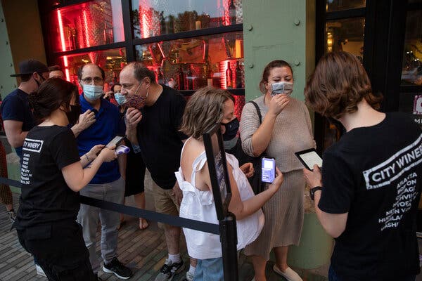 Showing proof of Covid vaccination before a performance at City Winery in New York last week.
