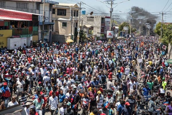 Protesting in Port-au-Prince in March.