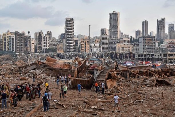 The wreckage near the port in Beirut on Tuesday.
