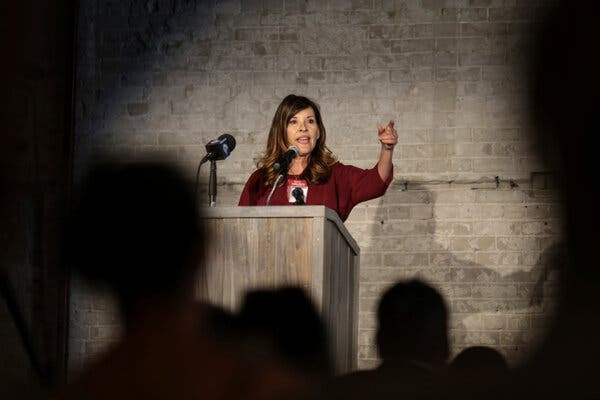 Lt. Gov. Janice McGeachin in Idaho Falls last week. Her order said that wearing masks had done “significant physical, mental, social and economic harm” and that they failed to serve a health or safety purpose.