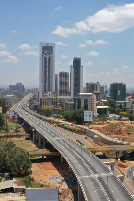 Aerial view of Nairobi Expressway running from Mlolongo to Westlands