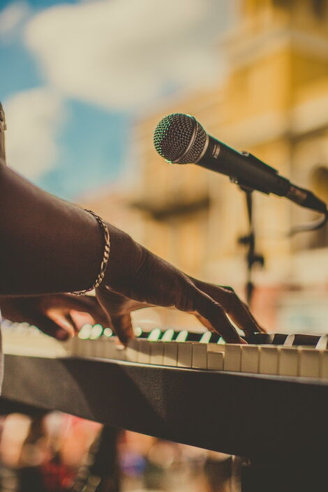 Undated image an artist playing a piano