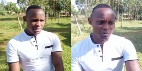 Kakamega resident Cerci Shivonje who has been mistaken as KQ stowaway Paul Manyasi during an interview on March 2, 2022.