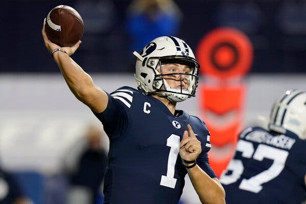 Zach Wilson in a B.Y.U. game last fall.