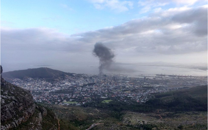 South African Parliament in Cape Town on Fire