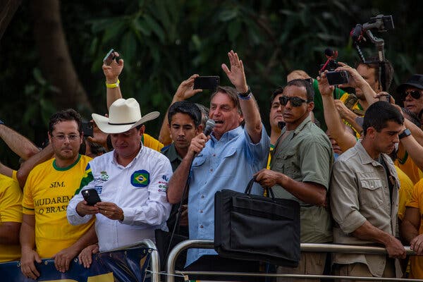President Jair Bolsonaro of Brazil speaking to his supporters during Independence Day celebrations in São Paulo on Tuesday.