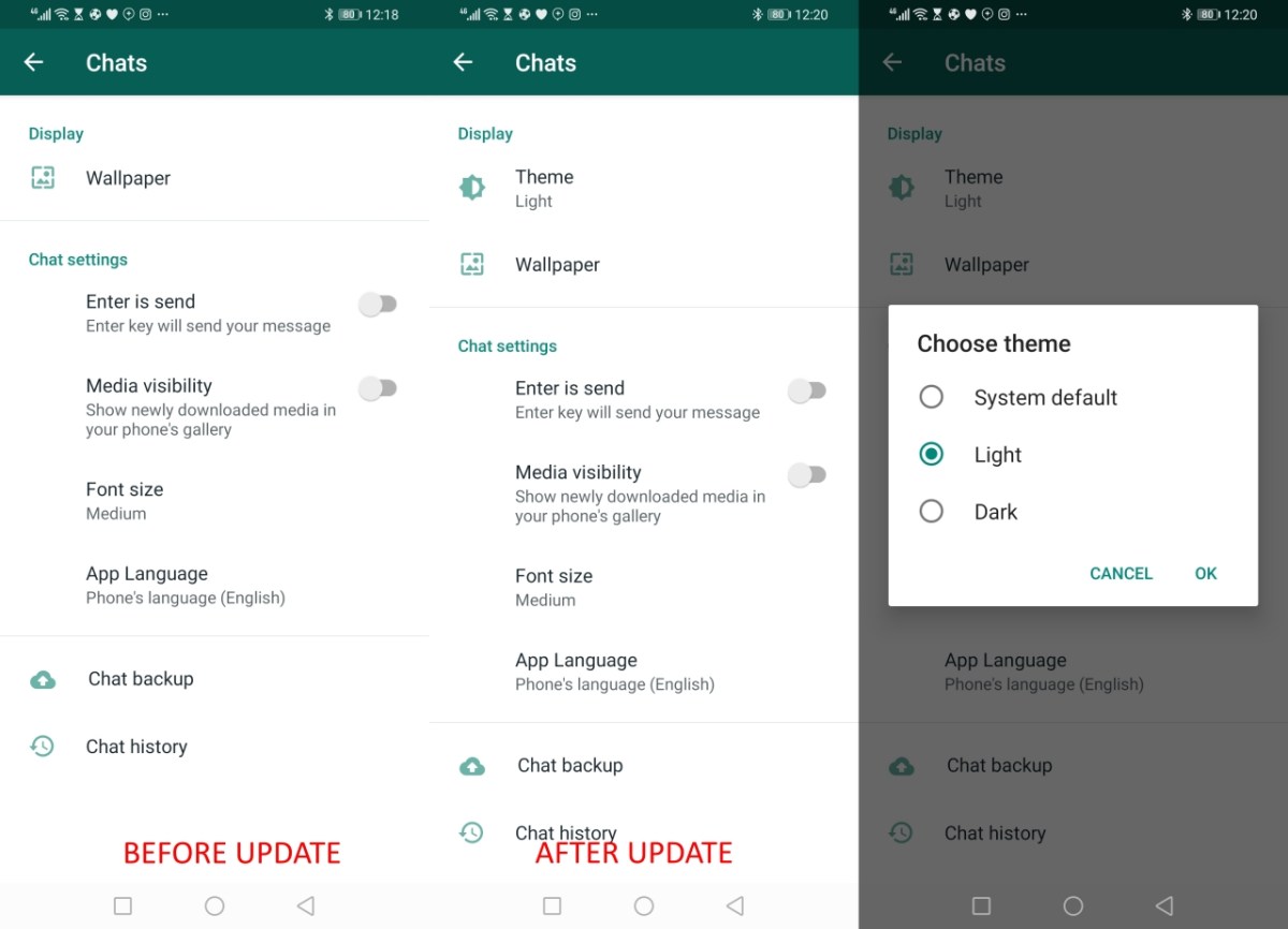 Dark mode comes to WhatsApp for Android in latest beta update
