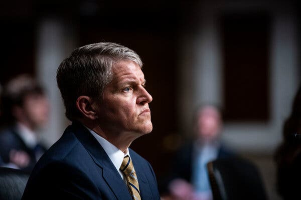 David Chipman, President Biden’s nominee to head the Bureau of Alcohol, Tobacco, Firearms and Explosives, listened during his confirmation hearing in Washington in May.