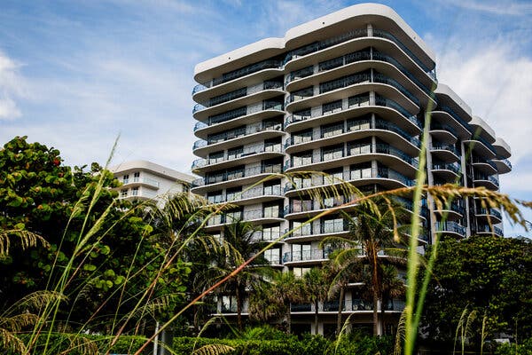 The Champlain Towers North, the sister property of Champlain Towers South, in Surfside, Fla., on Saturday.