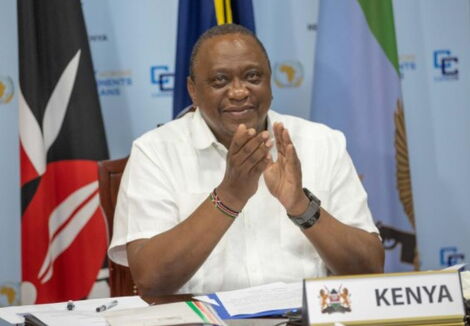 Undated image of President Uhuru Kenyatta during a virtual summit at State House, Nairobi.