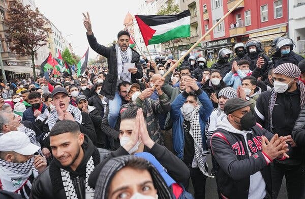 A demonstration in support of Palestinians in Berlin on Friday.