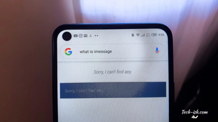 Google Android App Crashes when you search for "iMessage"