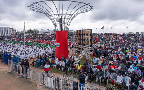 A section of Kenyans seated at Uhuru Gardens for the Madaraka Day celebrations on June 1, 2022.