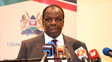 Kakamega Governor Wycliffe Oparanya adressing the media after the Council of Governors meeting on 