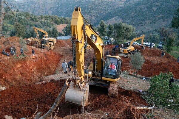 Rescuers working to save a 5-year-old child who fell down a well in northern Morocco.