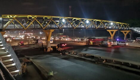A section of the footbridge erected at KSMS along Thika SuperHighway