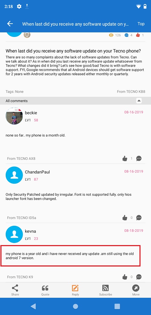 Tecno software updates