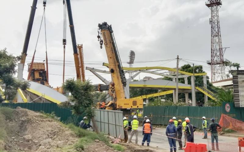 Section of Lang’ata Road closed after footbridge near Nyayo roundabout collapses