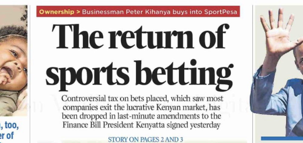 Uhuru's Cousin Buys More Stakes In SportPesa As The President Cancels Taxes On Bets