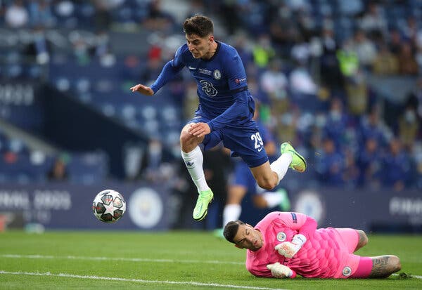 Kai Havertz hurdled City’s goalkeeper, Ederson, and scored the game’s first goal.