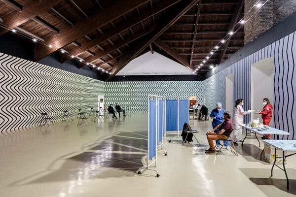 Vaccinations have begun at Castello di Rivoli, a contemporary museum near Turin, Italy. The art installation is a wall painting by Claudia Comte, a Swiss artist.