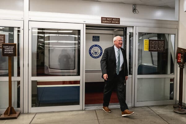 Senator Roger Wicker of Mississippi leaving the Senate subway at the Capitol this month.