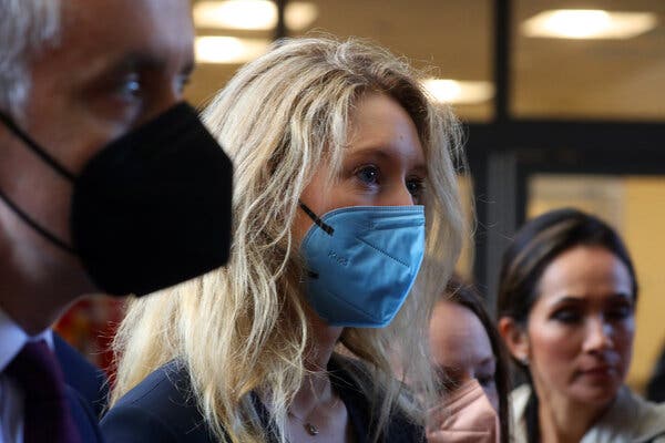 Elizabeth Holmes, the founder of the defunct blood testing start-up Theranos, arrived at U.S. District Court in San Jose, Calif., earlier this week.