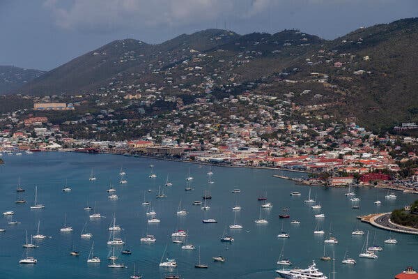 Boats moored along the waters of St. Thomas. Tourism to the U.S. Virgin Islands is booming.