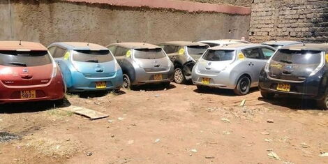 File photo of electric cars parked