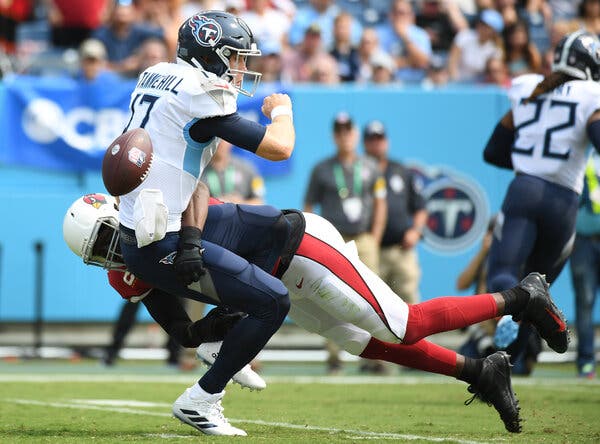 Arizona’s Chandler Jones sacked Ryan Tannehill three times in the first half and forced a fumble.
