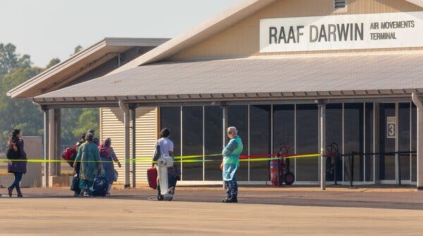 Australians who were stranded in coronavirus-ravaged India have touched down in Darwin on the first post-ban repatriation flight.
