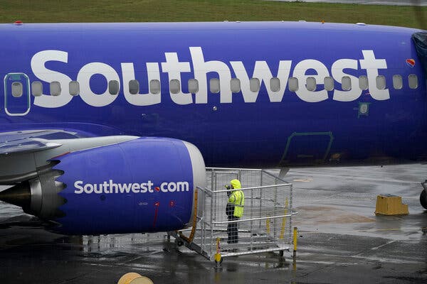 A Boeing 737 Max plane flown by Southwest Airlines. Southwest has ordered a total of 383 of the planes through 2031.