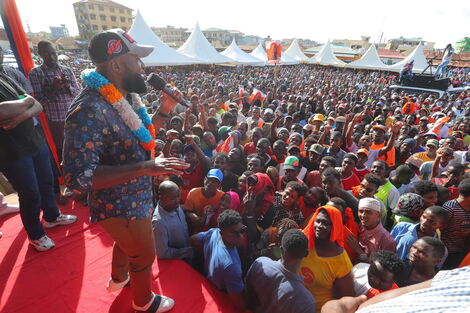 Mombasa Governor Hassan Joho speaking at a rally in Malindi on May 26, 2022.