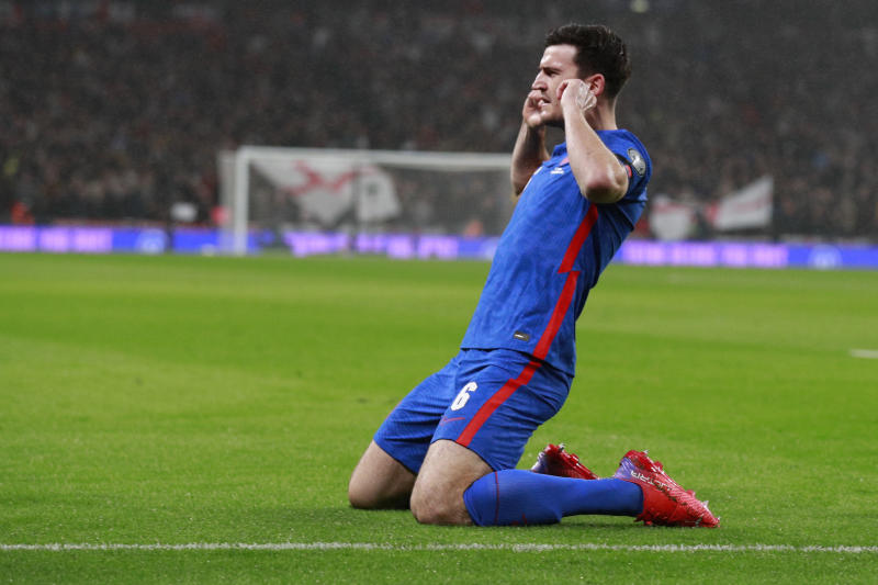 England's Maguire defends ‘knee-slide’ goal celebration against Albania : The standard Sports