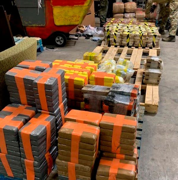 A large haul of drugs that were seized in the cross-border tunnel.