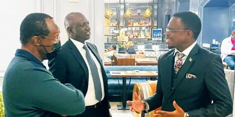 Deputy President William Ruto with Economist David Ndii and the Head of International Relations in his presidential campaign secretariat in Washington DC, on March 3, 2022.