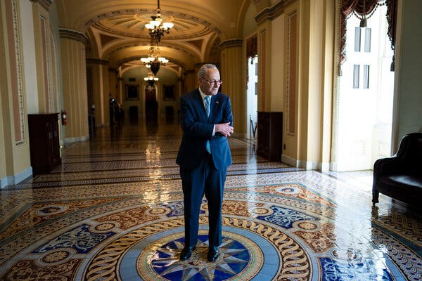 “I realized the huge responsibility on the shoulders of our Democratic majority, narrow though it is,” said Senator Chuck Schumer, the majority leader.