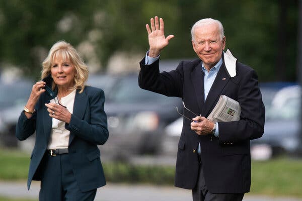 President Biden and the first lady, Jill Biden, on Wednesday shortly before the president’s first trip abroad.
