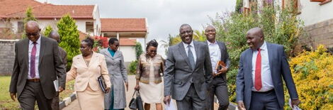 Deputy President William Ruto walks to his Karen residence ahead of the IBEC meeting on Tuesday, May 31.