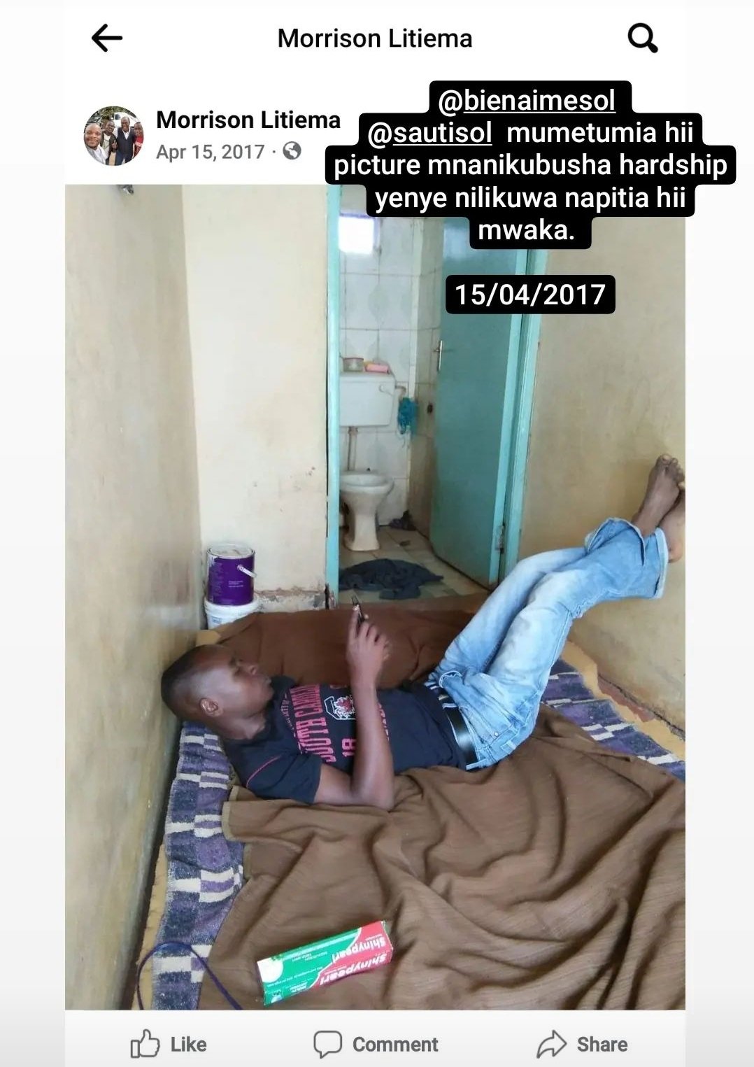“Just work like the rest of us” Bien tells off man demanding Ksh5M compensation for using viral bedsitter photo