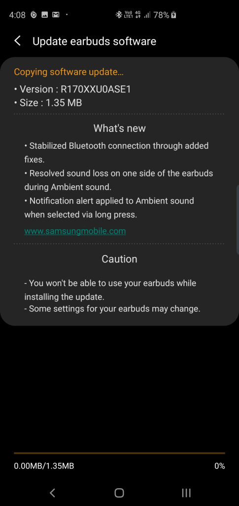 Samsung Galaxy Buds update