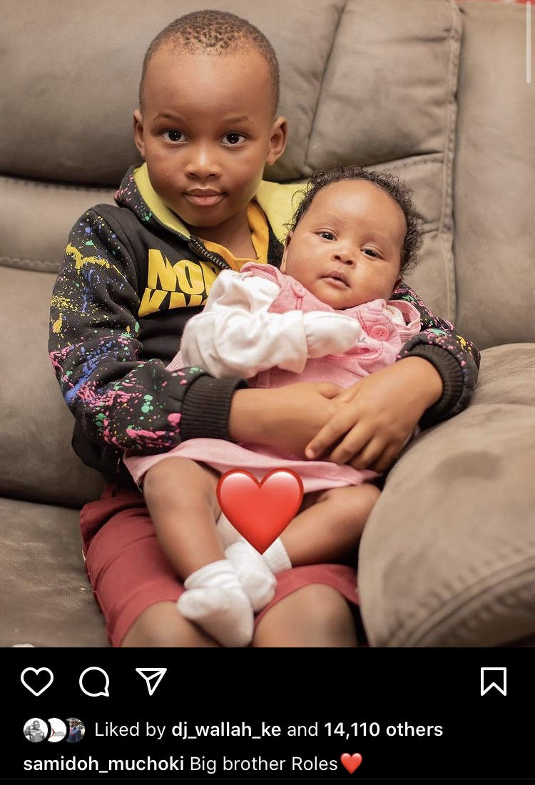 Samidoh snubs his newborn love child with Karen Nyamu - Instead unveils adorable photo of his months old daughter with wife, Edday Nderitu (Photo)
