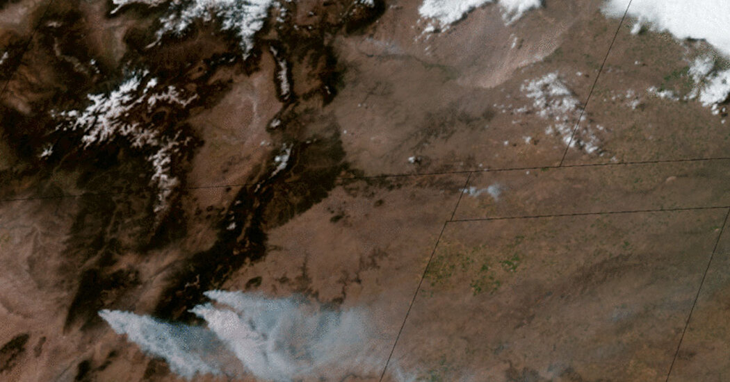 NOAA Image Catches Wildfire Smoke and Dust on Collision Course