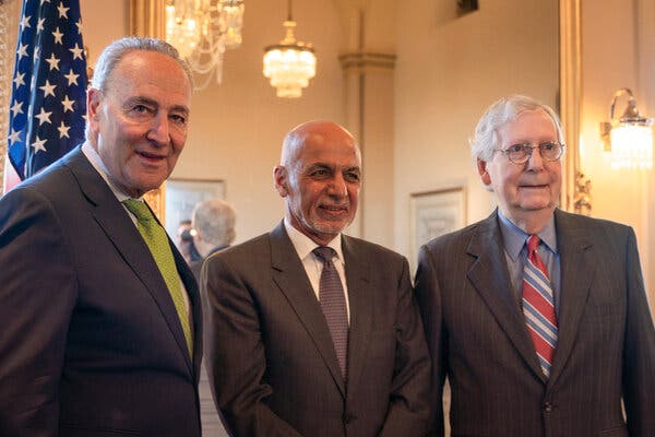 President Ashraf Ghani of Afghanistan met with Senators Chuck Schumer, Democrat of New York and the majority leader, and Mitch McConnell, Republican of Kentucky, on Thursday.