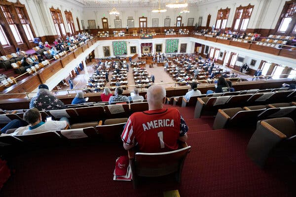 The Texas House of Representatives debated the voting bill in Austin on Thursday.